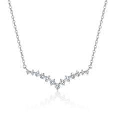 18K Gold Lab-Grown Diamond V-Bar Necklace �Minimalist Elegant Collarbone Chain Pearl Unique