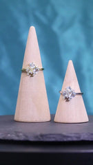 18K Gold Natural Blue Topaz Ring �Dainty Gemstone Cluster Ring (9K/10K/14K/18K Options) Pearl Unique