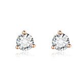 18K Gold Lab-Grown Diamond Stud Earrings �Classic 3-Prong Solitaire Design Pearl Unique
