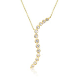 14K Gold Lab-Grown Diamond Bar Necklace �Modern Minimalist Line Pendant Pearl Unique