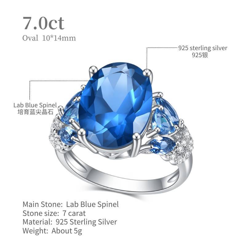 Side view gallery and band of S925 blue spinel cocktail ring — Verse & Hue Jewelry