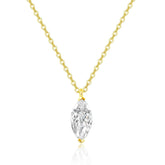 18K Gold Lab-Grown Diamond Necklace �0.46ct Marquise Solitaire Pendant (Au750) Pearl Unique