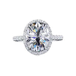 3ct oval halo moissanite engagement ring in S925 sterling silver, pigeon-egg style