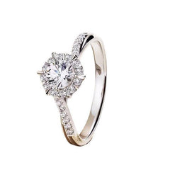 S925 sterling silver engagement ring with 1ct round moissanite stone