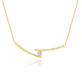 14K Gold Lab-Grown Diamond Asymmetrical Necklace �0.5ct Modern Bar Collarbone Chain Pearl Unique