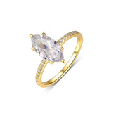 Marquise moissanite solitaire ring in S925 sterling silver with pavé band