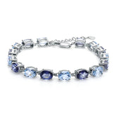 Mystic Quartz & Sky Blue Topaz Bracelet �925 Sterling Silver Natural Gemstone Bracelet Pearl Unique