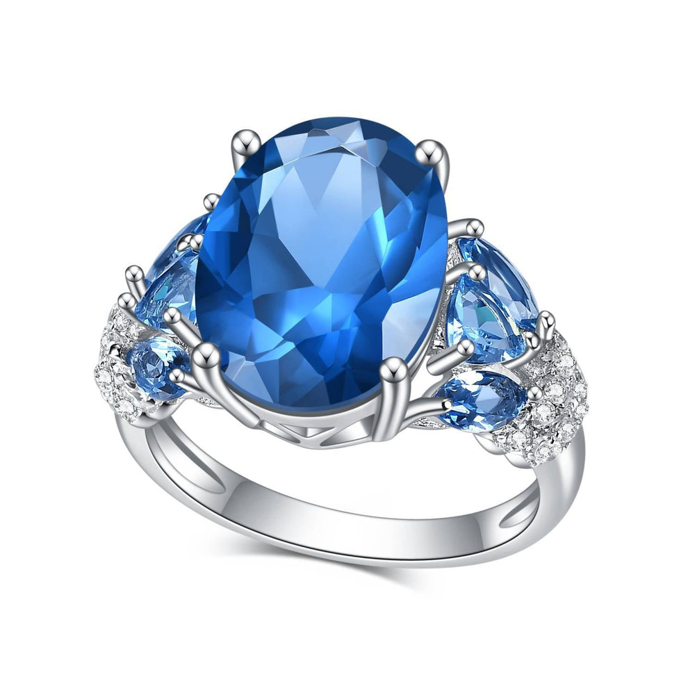 7.00ct oval lab blue spinel ring in S925 sterling silver — Verse & Hue Jewelry