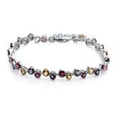 Natural Garnet, Citrine & Smoky Quartz Bracelet �925 Sterling Silver Gemstone Bracele Pearl Unique