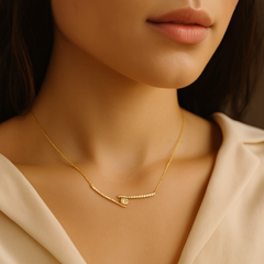 Ballad 0.50ct Round 14K Gold Lab-Grown Diamond Asymmetrical Bar Necklace