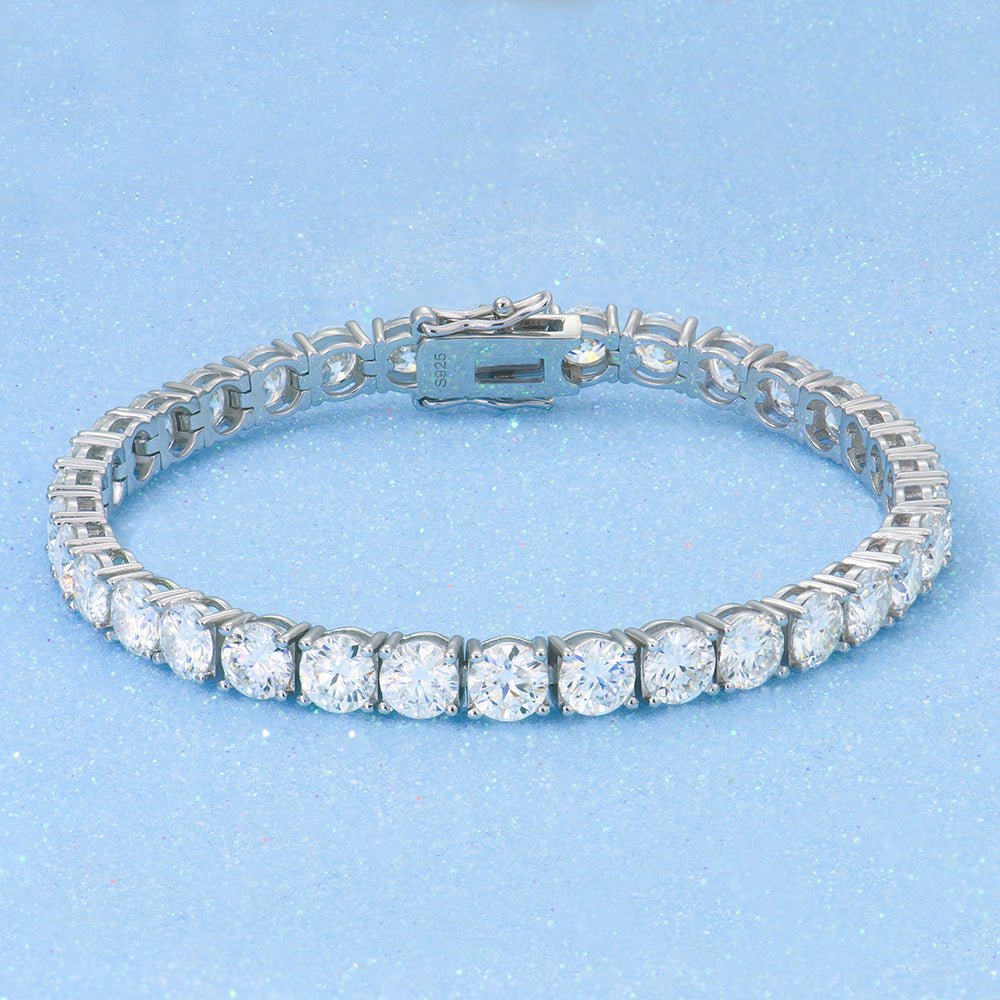 S925 Sterling Silver Moissanite Tennis Bracelet â€?Full Pavé 2-6mm Stones, Luxury Unisex Jewelry Pearl Unique