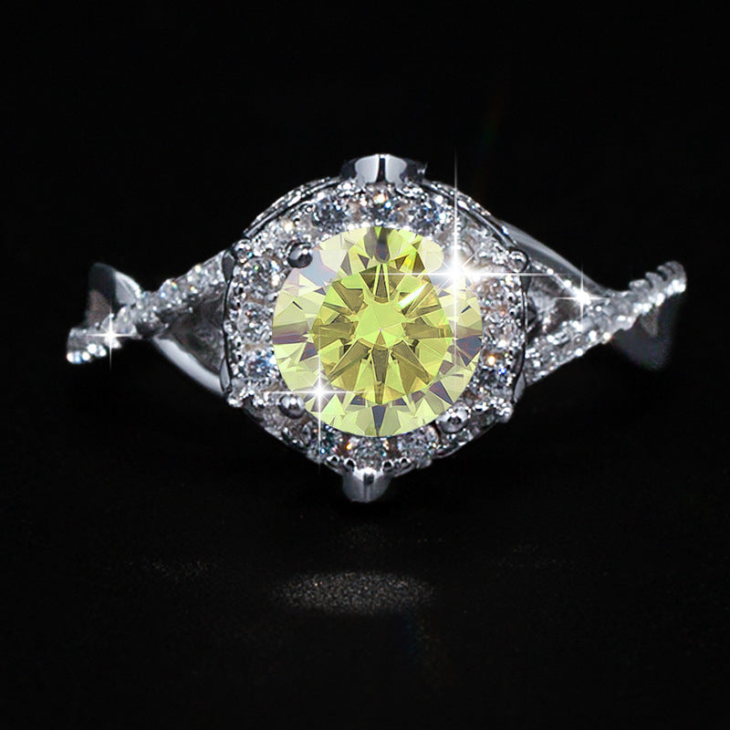 Round brilliant cut moissanite wedding ring in S925 silver