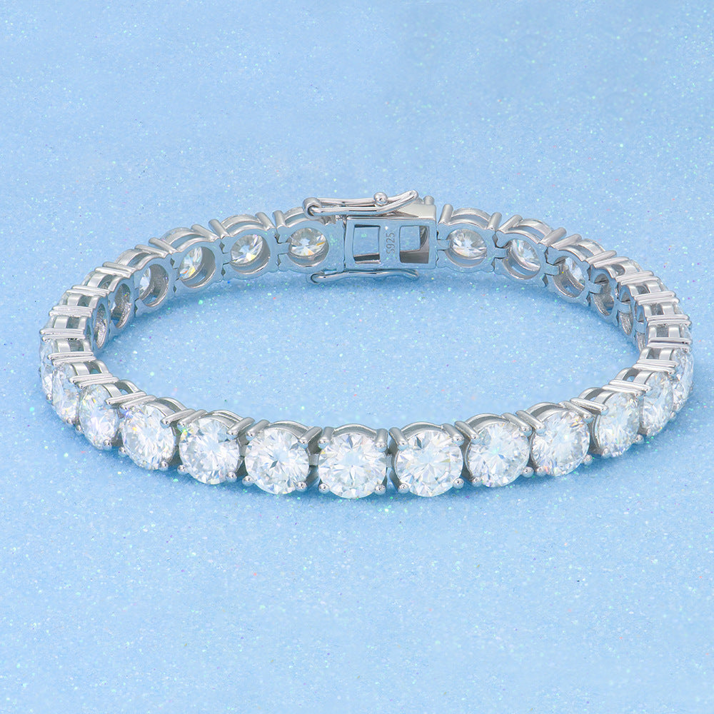 S925 Sterling Silver Moissanite Tennis Bracelet â€?Full Pavé 2-6mm Stones, Luxury Unisex Jewelry Pearl Unique