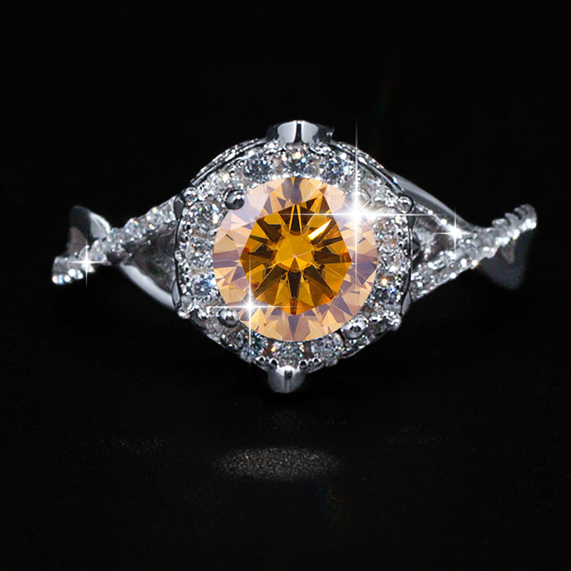 Round brilliant cut moissanite wedding ring in S925 silver