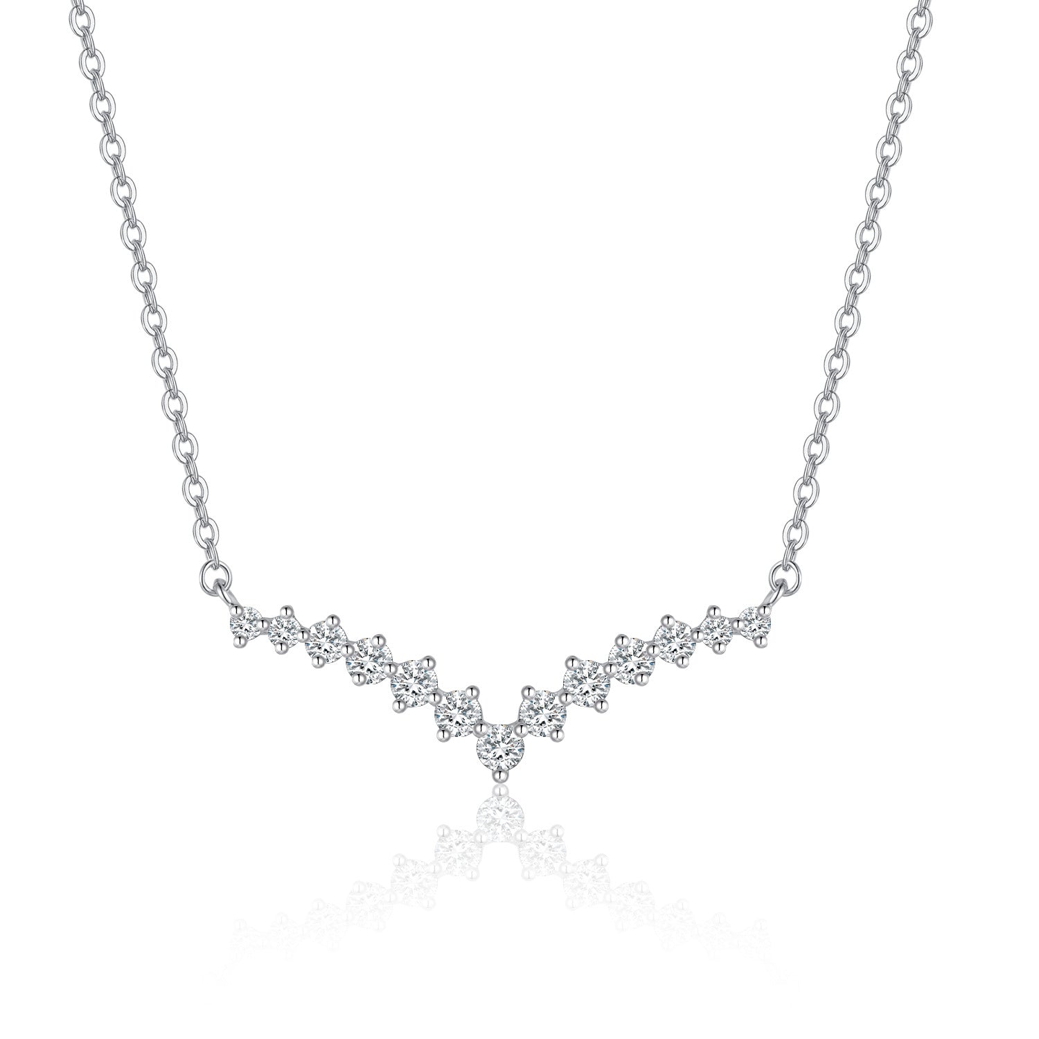 18K Gold Lab-Grown Diamond V-Bar Necklace â€?Minimalist Elegant Collarbone Chain Pearl Unique