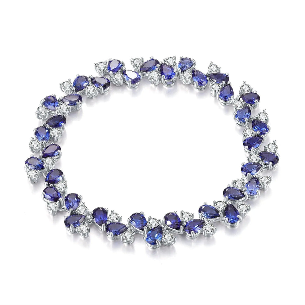 Lab-Created Blue Sapphire & White Sapphire Tennis Bracelet â€?Pear Cut Luxury Bracelet Pearl Unique
