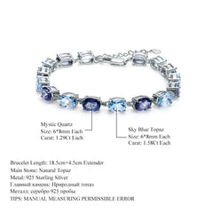 Mystic Quartz & Sky Blue Topaz Bracelet â€?925 Sterling Silver Natural Gemstone Bracelet Pearl Unique