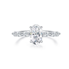1.20ct oval lab-grown diamond engagement ring with tapered side stones in 18K gold — Verse&Hue Jewelry