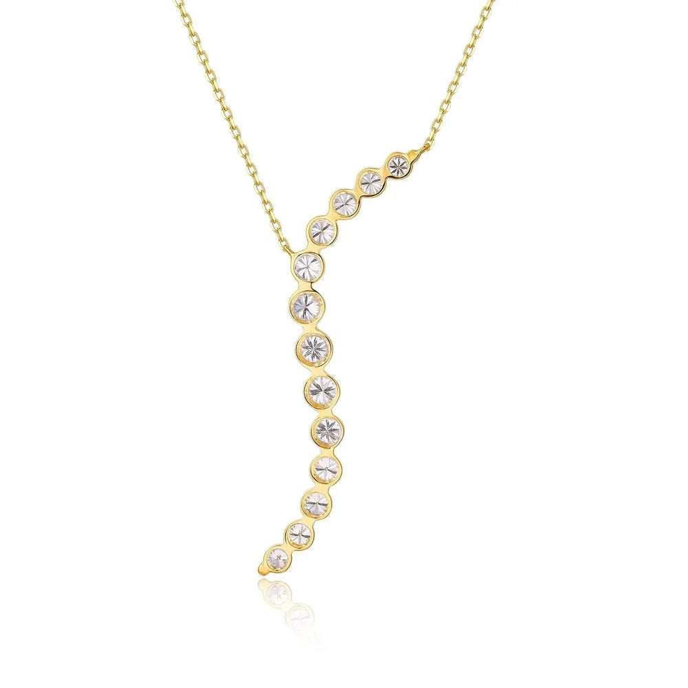 14K Gold Lab-Grown Diamond Bar Necklace â€?Modern Minimalist Line Pendant Pearl Unique