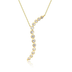 14K Gold Lab-Grown Diamond Bar Necklace â€?Modern Minimalist Line Pendant Pearl Unique