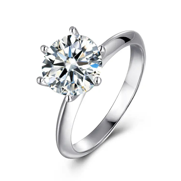 Certified Moissanite Solitaire Ring â€?1.5ct / 2ct / 3ct / 5ct | S925 Sterling Silver 6-Prong Setting Pearl Unique