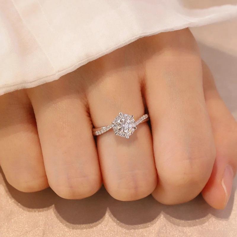 0.5ct, 1ct, 2ct moissanite S925 sterling silver ring for proposal and wedding