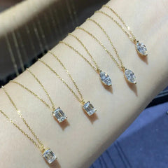 18K Gold Lab-Grown Diamond Necklace â€?0.46ct Marquise Solitaire Pendant (Au750) Pearl Unique