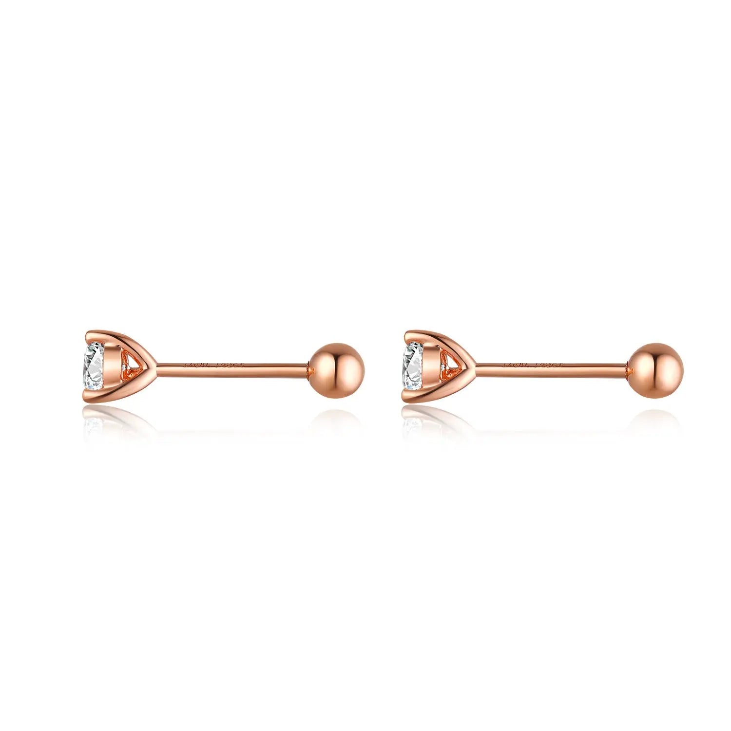 18K Gold Lab-Grown Diamond Stud Earrings â€?Classic 3-Prong Solitaire Design Pearl Unique