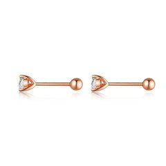 18K Gold Lab-Grown Diamond Stud Earrings â€?Classic 3-Prong Solitaire Design Pearl Unique