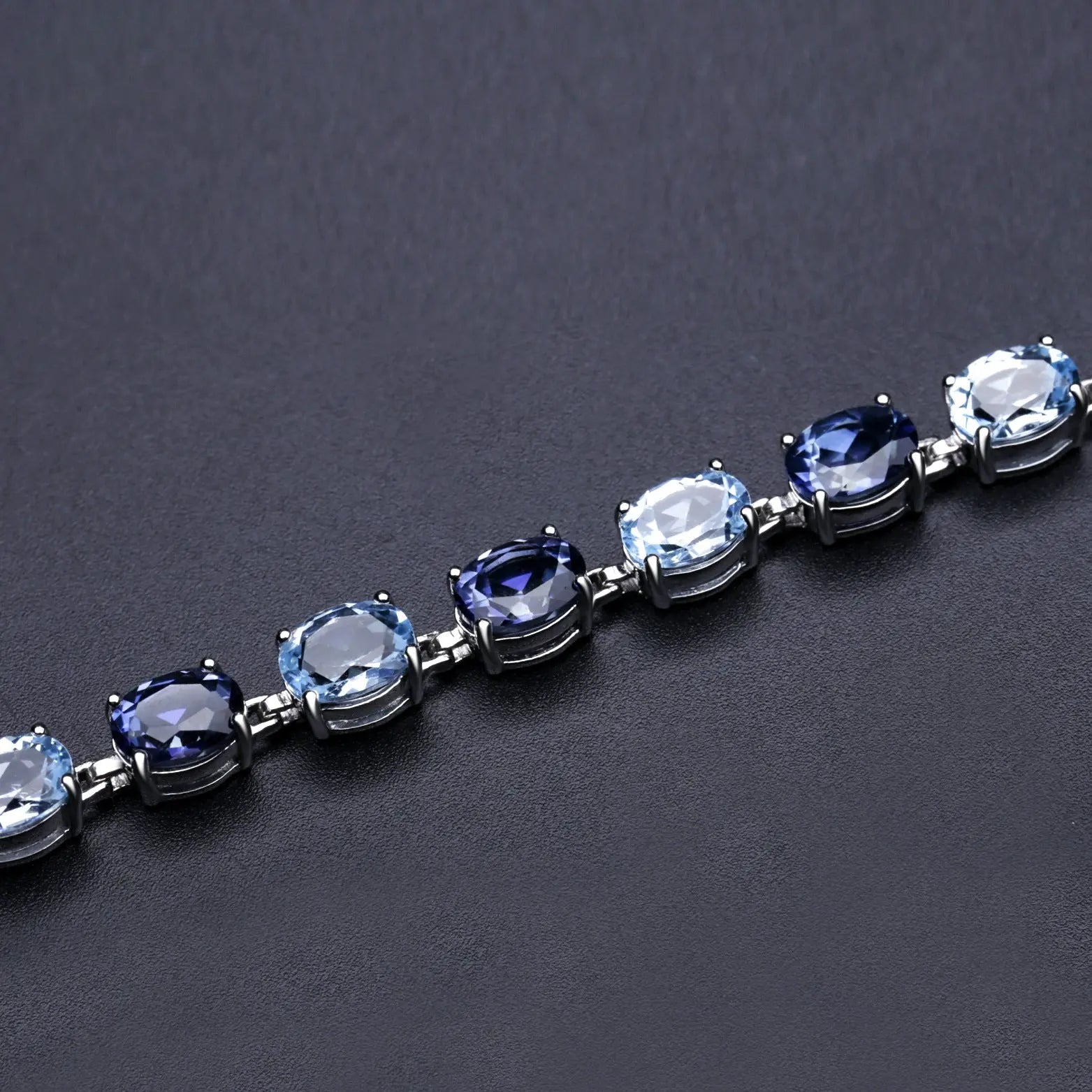 Mystic Quartz & Sky Blue Topaz Bracelet â€?925 Sterling Silver Natural Gemstone Bracelet Pearl Unique