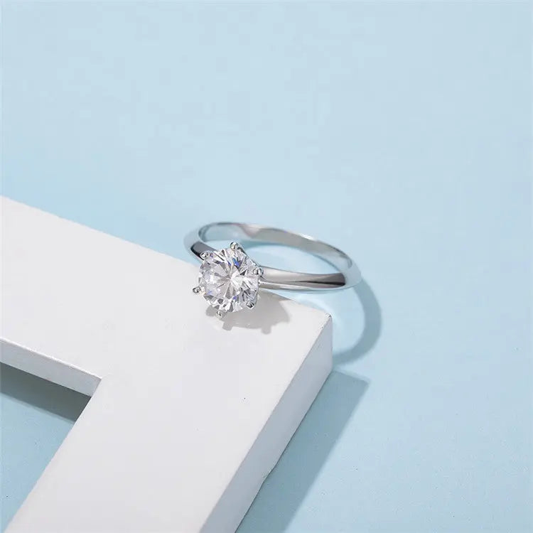Certified Moissanite Solitaire Ring â€?1.5ct / 2ct / 3ct / 5ct | S925 Sterling Silver 6-Prong Setting Pearl Unique