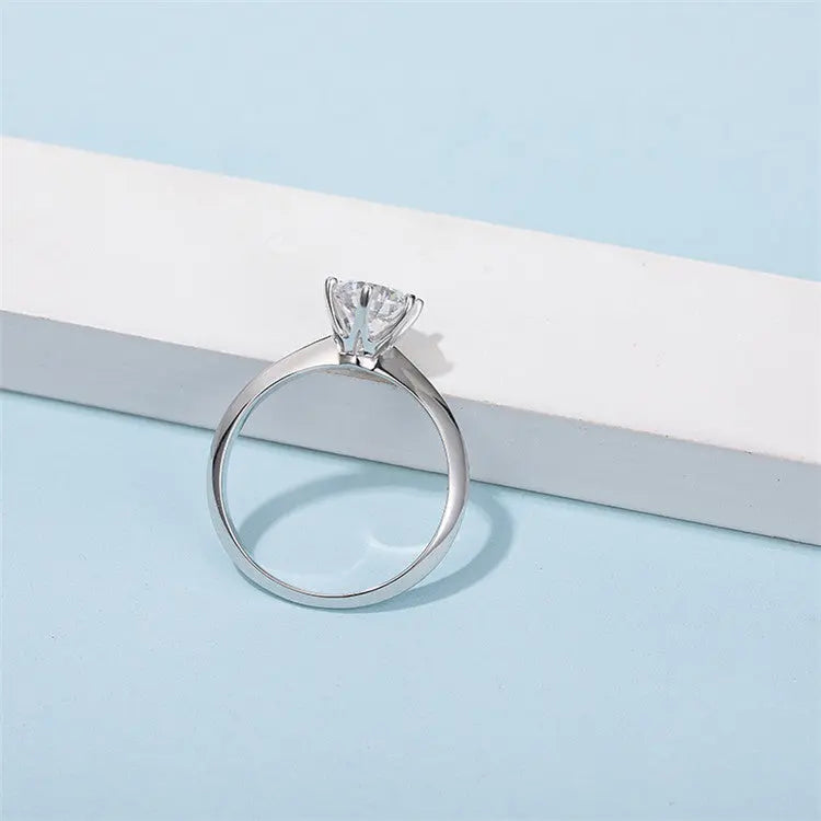 Certified Moissanite Solitaire Ring â€?1.5ct / 2ct / 3ct / 5ct | S925 Sterling Silver 6-Prong Setting Pearl Unique