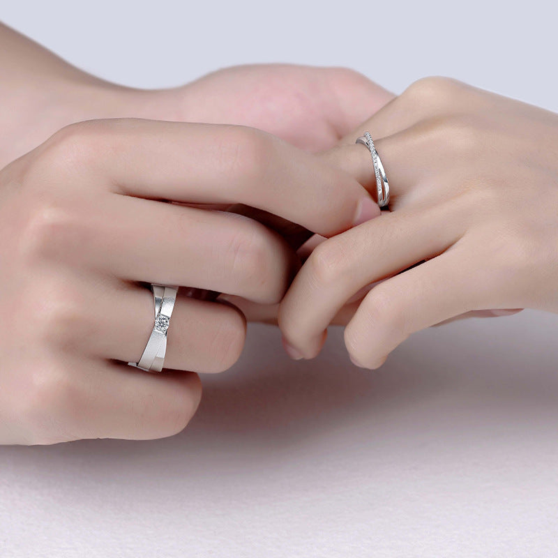 Bridal moissanite couple rings stacked together — Verse&Hue Jewelry