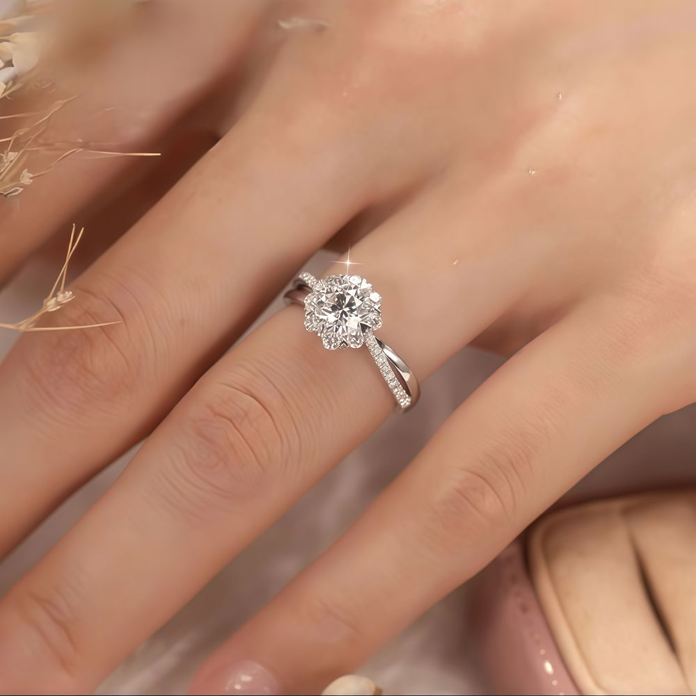 AU750 gold moissanite bridal ring, Valentine’s Day gift