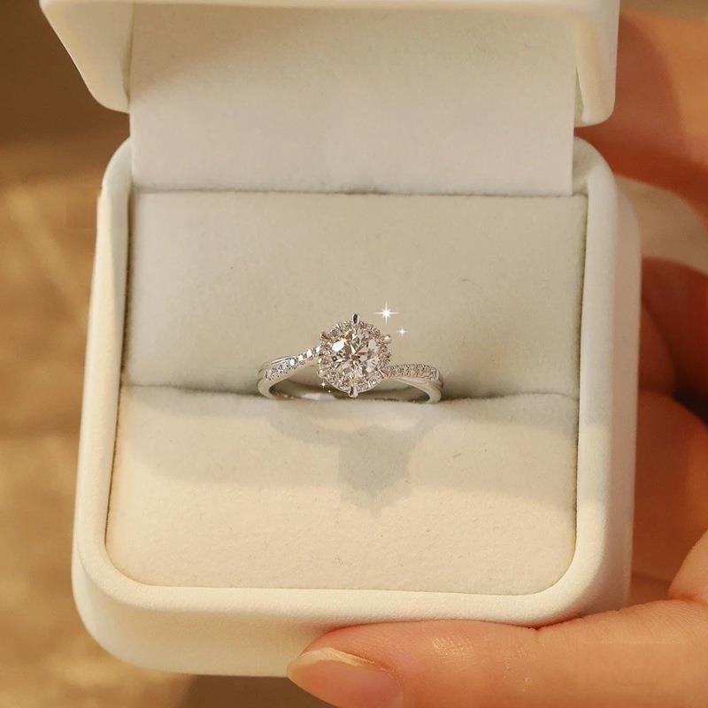 0.5ct, 1ct, 2ct moissanite S925 sterling silver ring for proposal and wedding