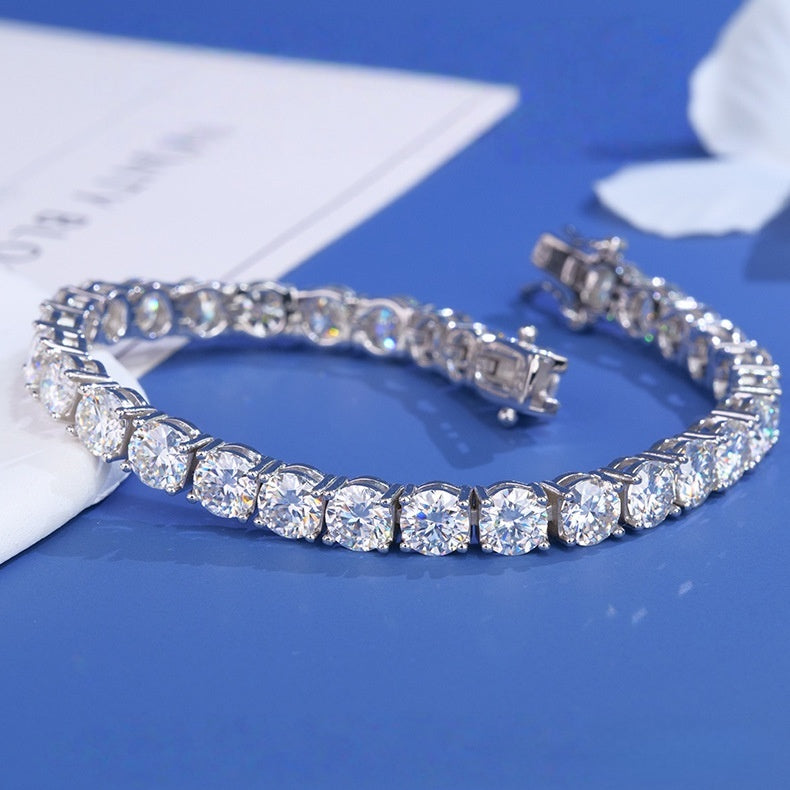 S925 sterling silver Moissanite tennis bracelet with full pavé setting in 2mm to 6mm sizes