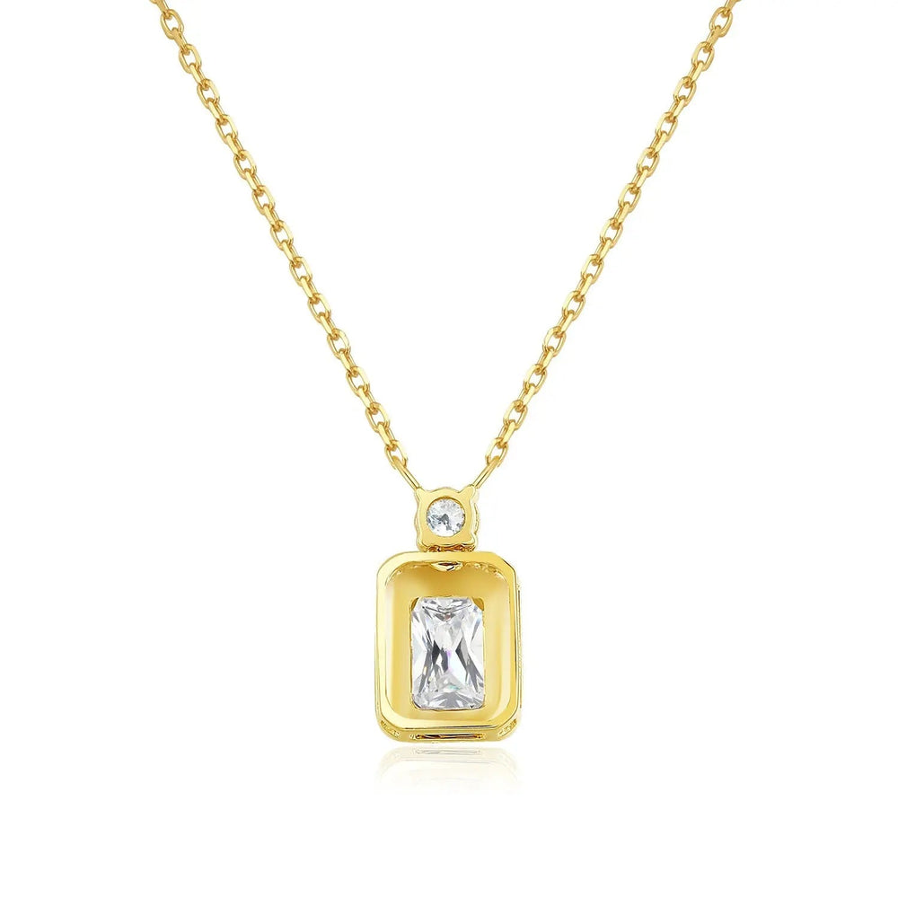 14K Gold Lab-Grown Diamond Pendant Necklace 0.5ct Emerald Cut Halo Design (Gold / White Gold) 