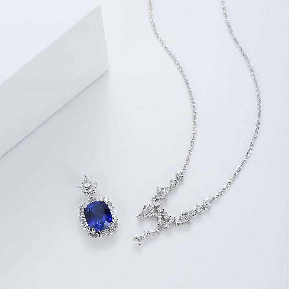 Luxury Gala 5.5ct Blue Sapphire Necklace in S925 Silver