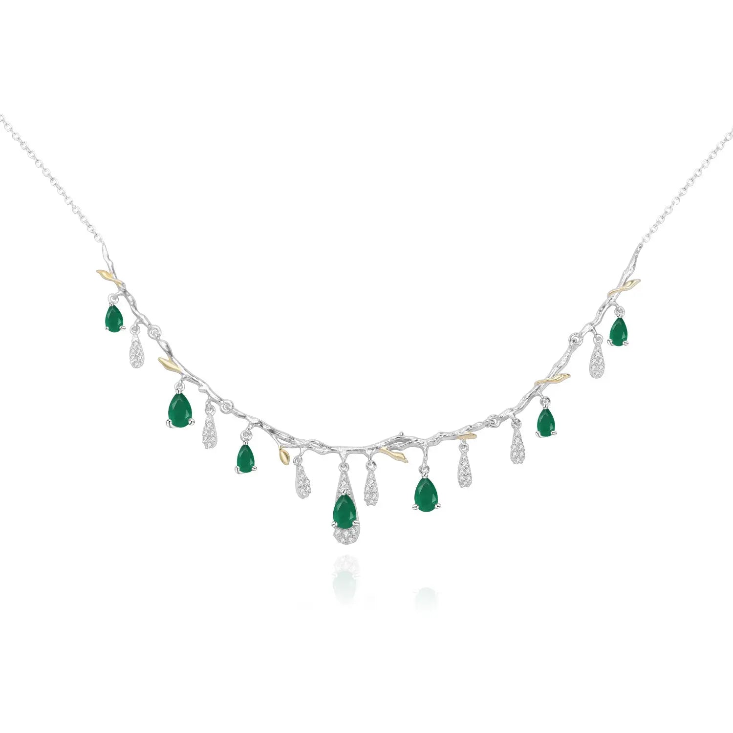 Natural Sky Blue Topaz & CZ Drop Necklace â€?Sterling Silver with Gold Accents Pearl Unique