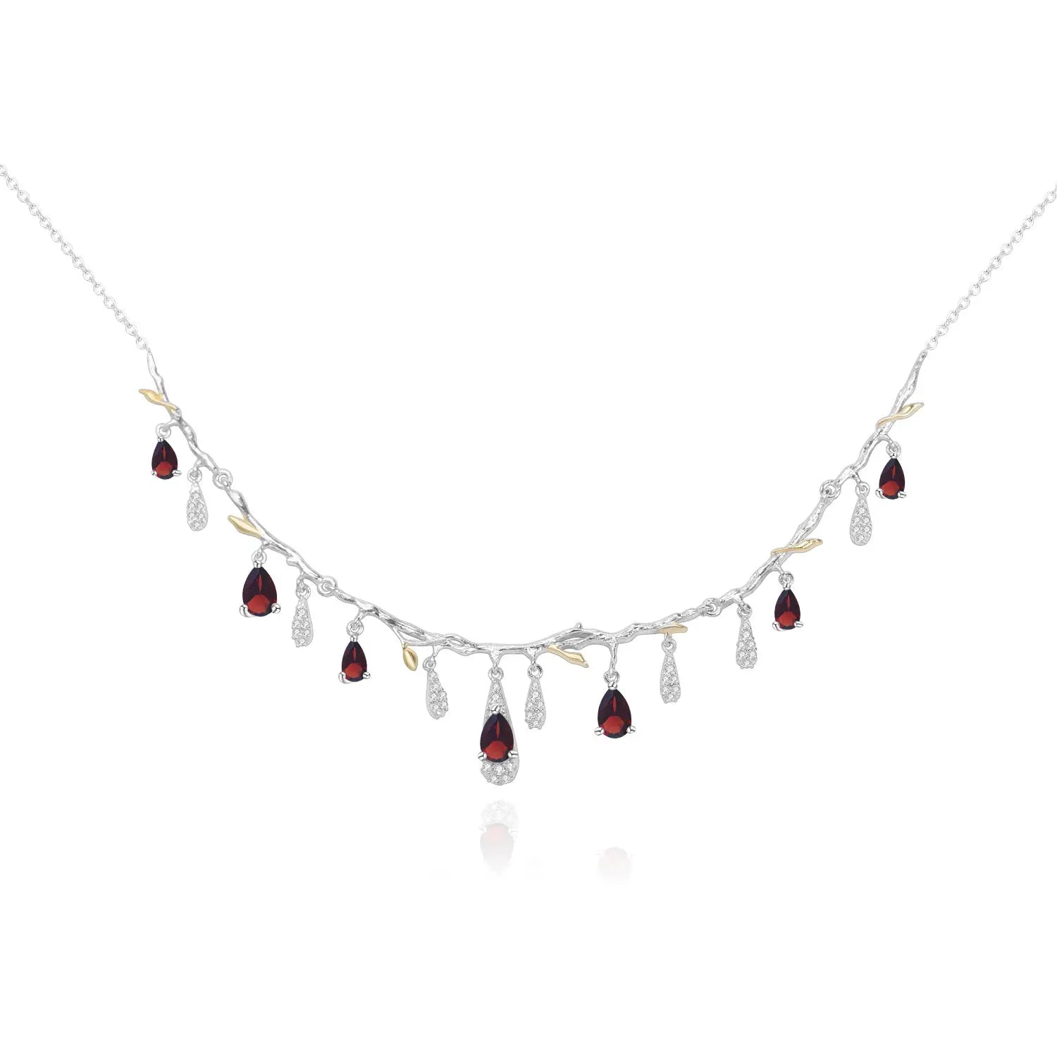 Natural Sky Blue Topaz & CZ Drop Necklace â€?Sterling Silver with Gold Accents Pearl Unique