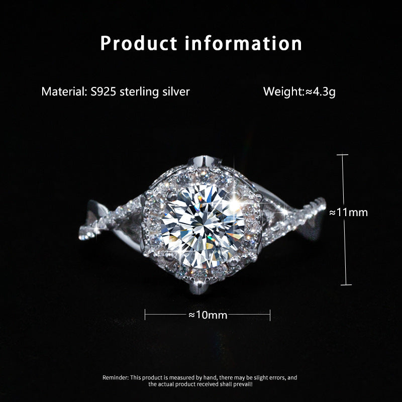 Luxury moissanite proposal ring in sterling silver for women