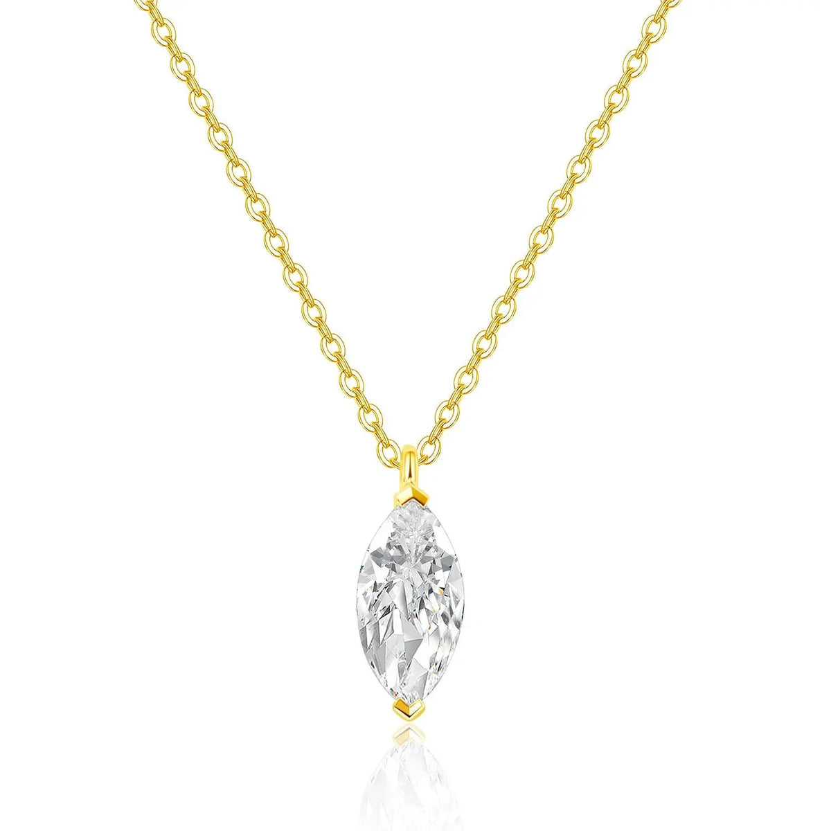 18K Gold Lab-Grown Diamond Necklace â€?0.46ct Marquise Solitaire Pendant (Au750) Pearl Unique