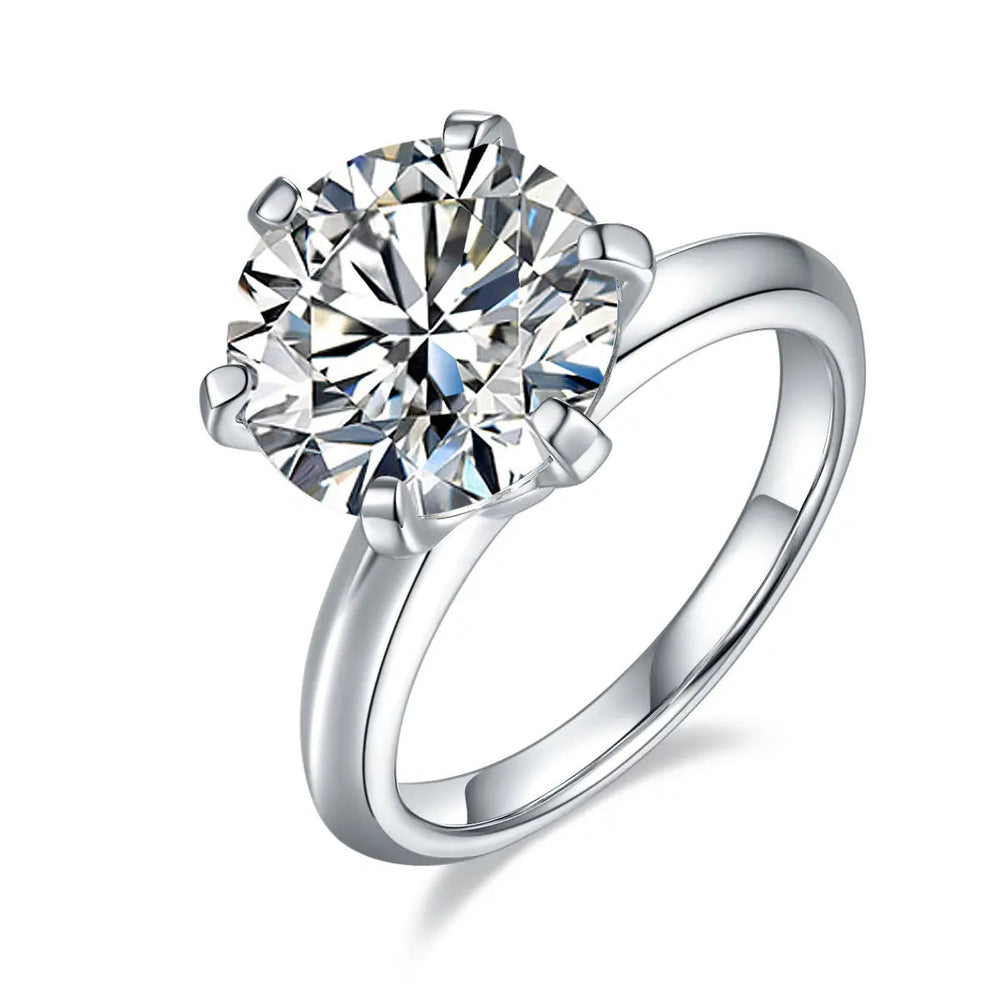 Certified Moissanite Solitaire Ring â€?1.5ct / 2ct / 3ct / 5ct | S925 Sterling Silver 6-Prong Setting Pearl Unique
