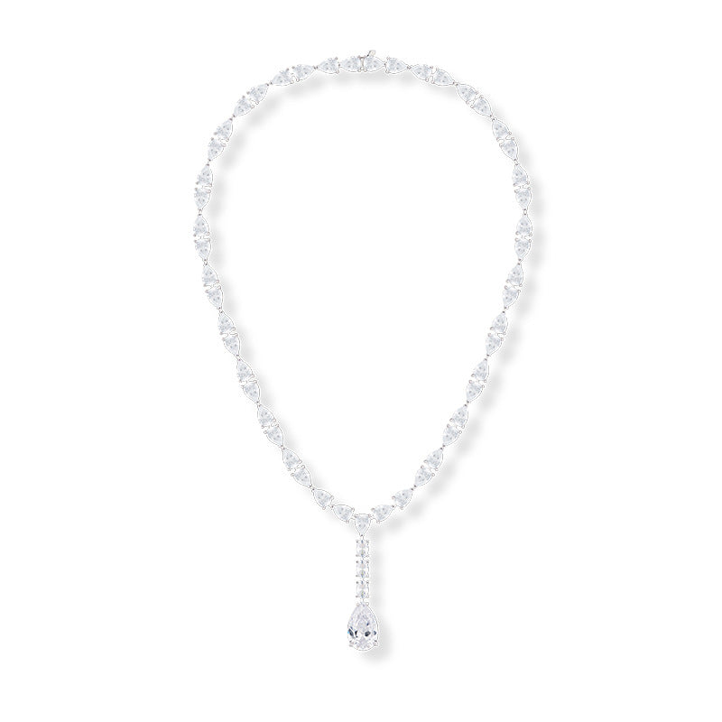Gold-plated pear cut moissanite teardrop necklace for women