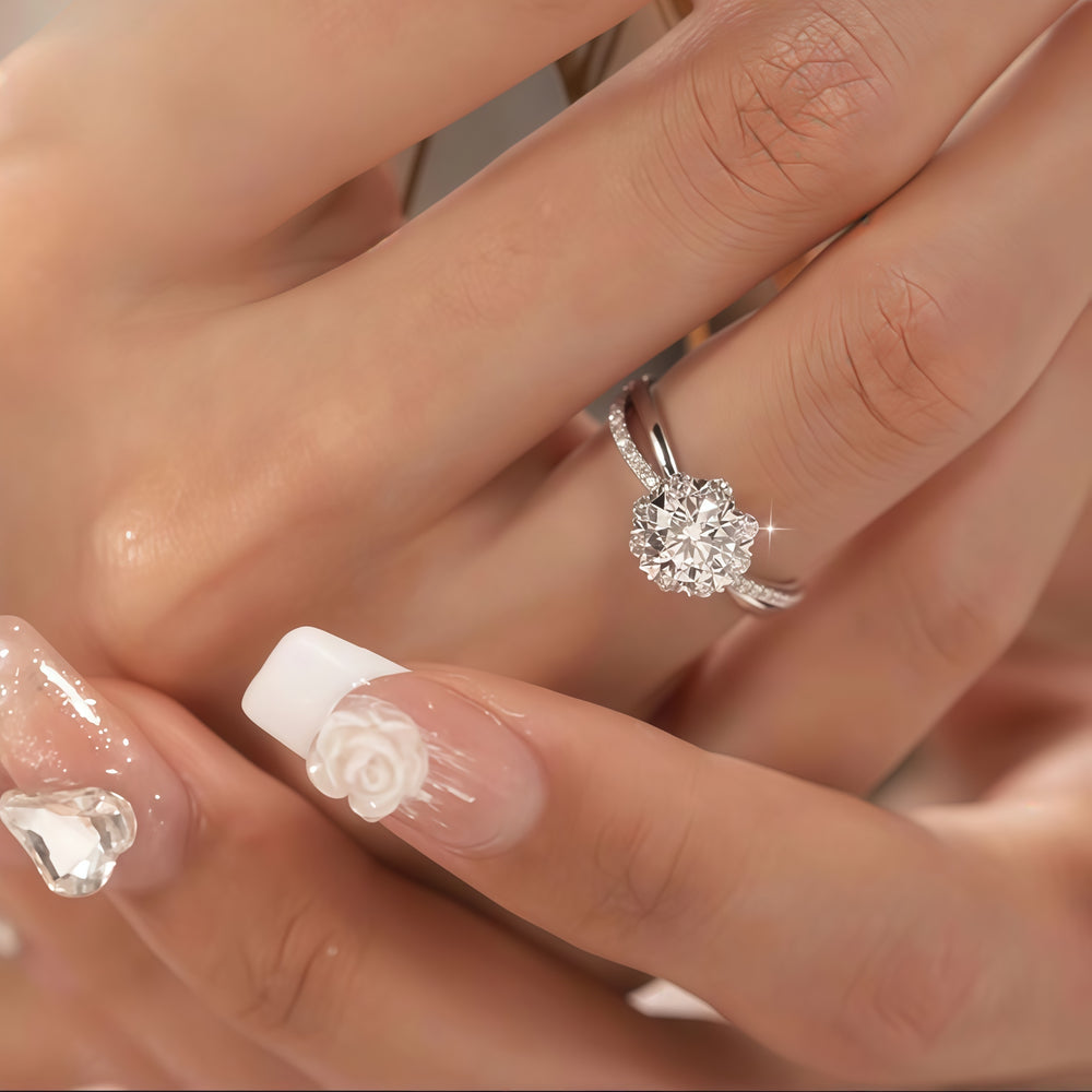 AU750 gold moissanite bridal ring, Valentine’s Day gift