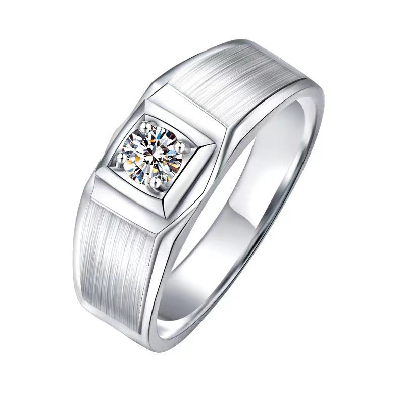 Platinum men’s ring with 1ct round moissanite stone