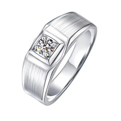 Platinum men’s ring with 1ct round moissanite stone