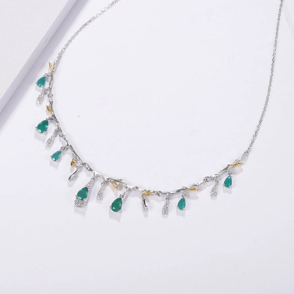 Natural Sky Blue Topaz & CZ Drop Necklace â€?Sterling Silver with Gold Accents Pearl Unique