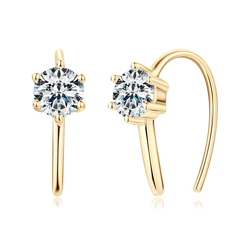 Solitude | 0.60ctw Round 18K Gold-Plated S925 Moissanite U-Hoop Earrings