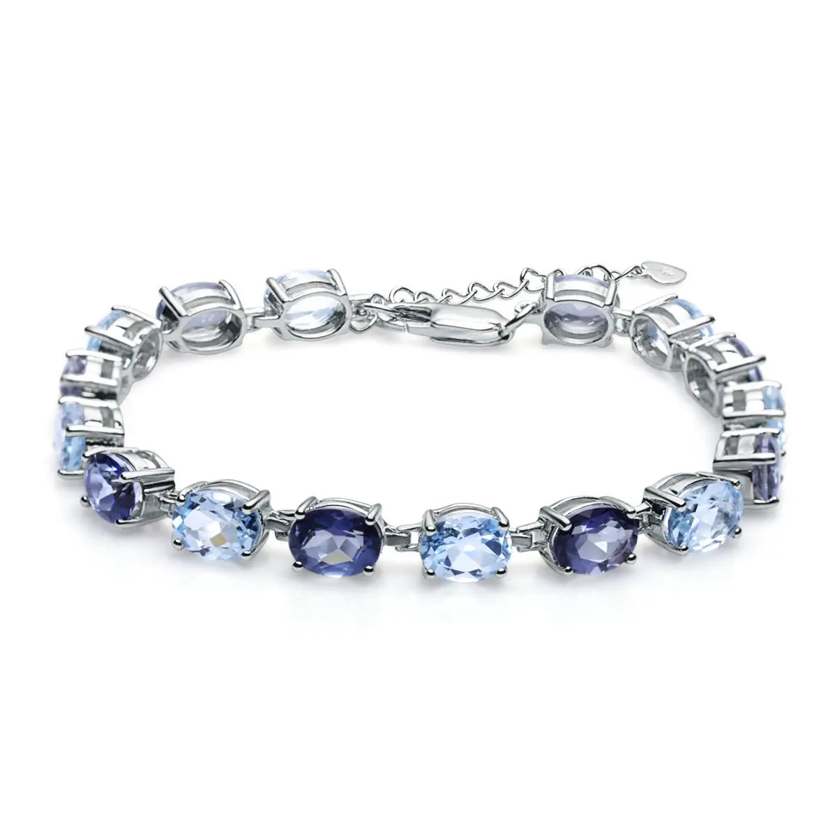 Mystic Quartz & Sky Blue Topaz Bracelet â€?925 Sterling Silver Natural Gemstone Bracelet Pearl Unique